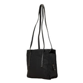 プラダ 三角ロゴプレート トートバッグ ショルダーバッグ ブラック ナイロン レザー レディース PRADA 【中古】